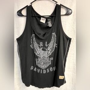 Harley-Davidson Black keyhole Tank with white eagle print